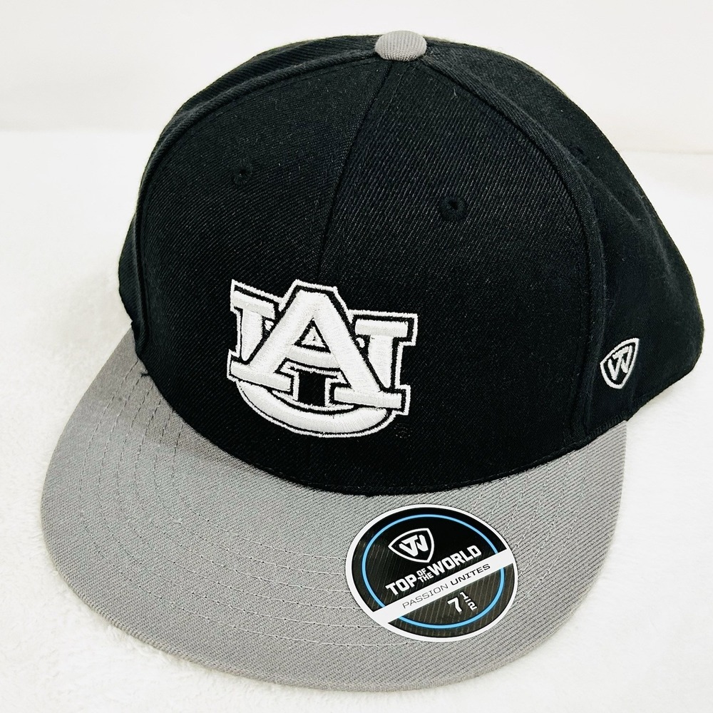 Auburn Tigers Top of the World Wool 2-Tone Fitted Hat Cap 7 1/2 Black NCAA